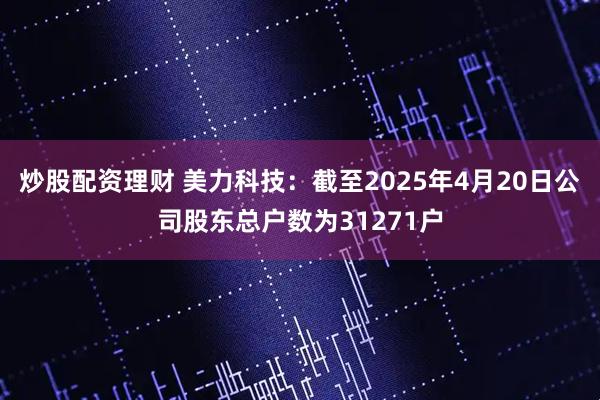 炒股配资理财 美力科技：截至2025年4月20日公司股东总户数为31271户