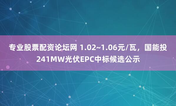 专业股票配资论坛网 1.02~1.06元/瓦，国能投241MW光伏EPC中标候选公示