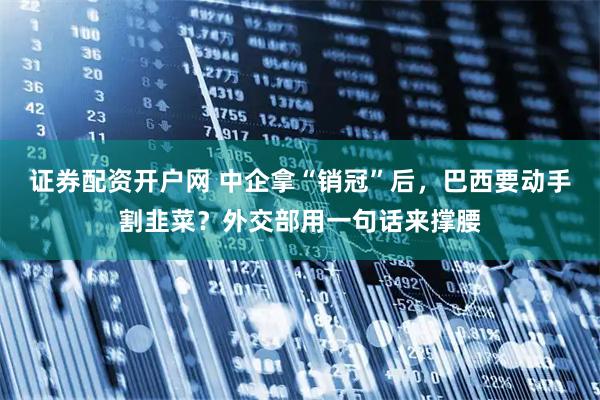 证券配资开户网 中企拿“销冠”后，巴西要动手割韭菜？外交部用一句话来撑腰